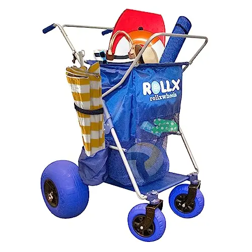 RollX beach cart with 13-inch rear wheels
