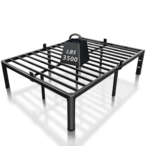 ROIL full size heavy duty bed frame with storage and rounded corners