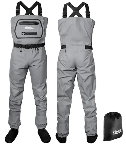 Foxelli breathable stockingfoot waders with multiple pockets