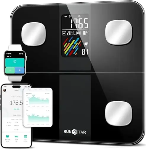 Runstar smart scale with heart rate monitoring and large VA display