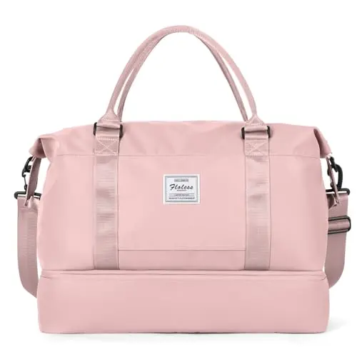 Travel duffel bag for women with shoe compartment and wet pocket