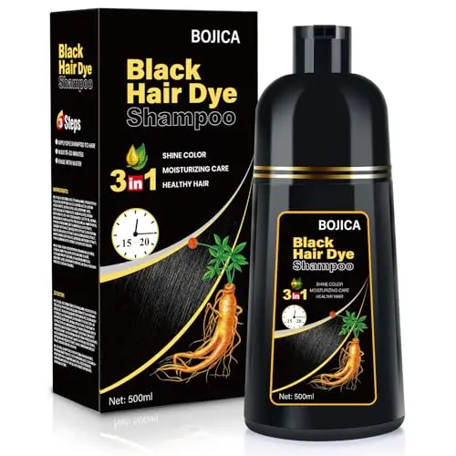 BOJICA Black Hair Dye 3 in 1 Shampoo for gray coverage