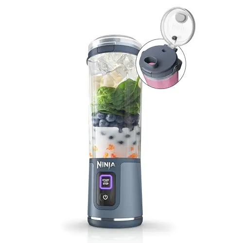 Ninja Blast portable blender in denim blue with sip lid