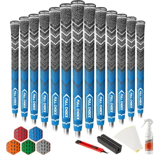 Full Choice Cross Corded golf grips showing cross-corded technology and blue color