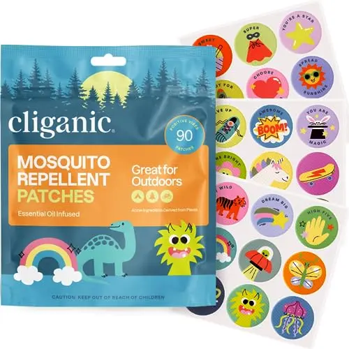 Cliganic mosquito repellent stickers with positive messages