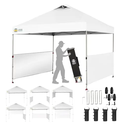 CROWN SHADES silver-coated pop up canopy with sidewalls