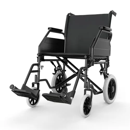 Magshion foldable transport wheelchair with black frame