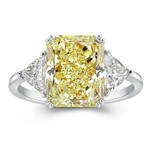 RODIFFY yellow sapphire radiant cut engagement ring with white side stones
