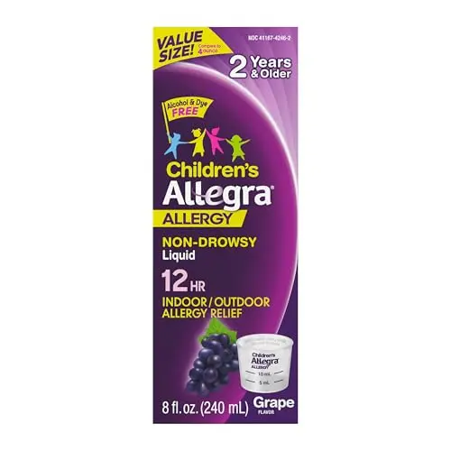 Allegra Children's 12-Hour Allergy Relief liquid in grape flavor