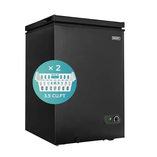 EUHOMY 3.5 cubic feet compact chest freezer in black with removable basket