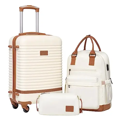 COOLIFE 3-piece luggage set with suitcase, backpack, and toiletry bag