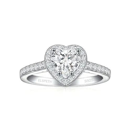 Elspeth heart-shaped cubic zirconia promise ring with halo setting