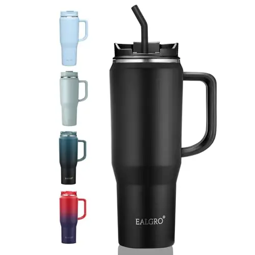 EALGRO 40oz insulated tumbler with handle in black color