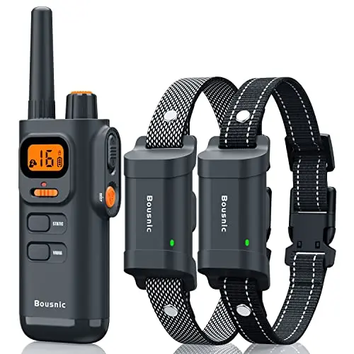 Bousnic dog training collar with remote and dual-channel functionality