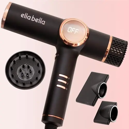 ELLA BELLA professional ionic hair dryer with magnetic diffuser for curly hair