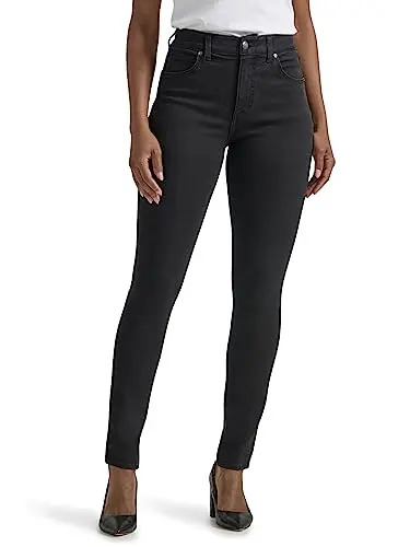Lee Comfort Flex Motion High Rise Skinny Jeans in black denim