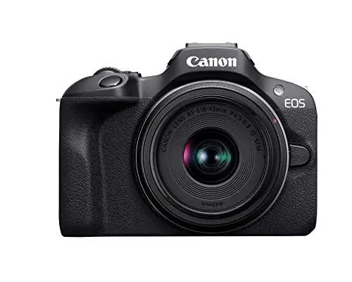 Canon EOS R100 mirrorless camera with lens