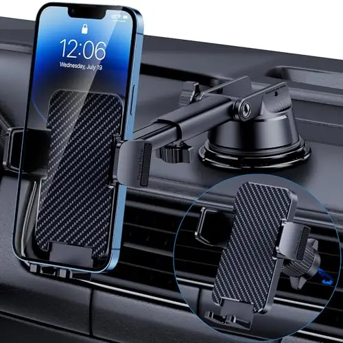 GUWEZ 3-in-1 car phone mount for dashboard, windshield, and vent