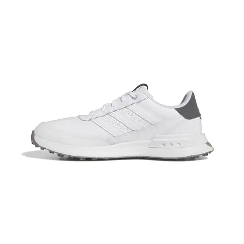 adidas S2G spikeless leather golf shoes in white and charcoal