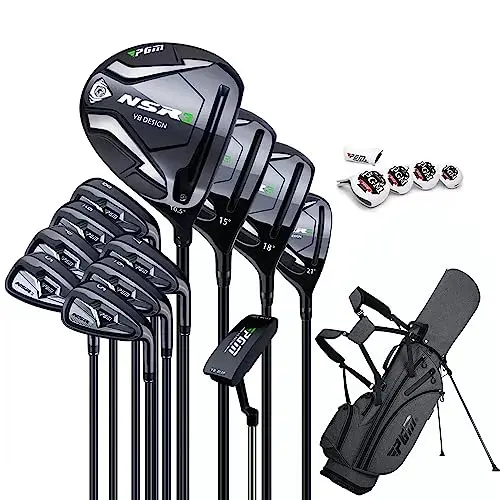 PGM men's complete golf club set with titanium woods and graphite shafts