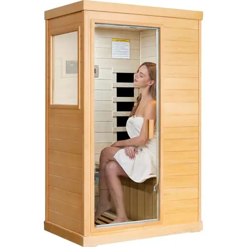OUTEXER compact infrared sauna room made of Canadian hemlock wood