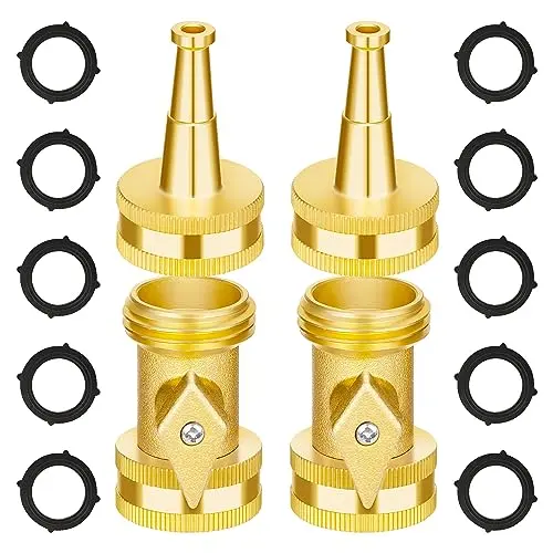 AUTOMAN brass hose nozzle set with shutoff valves and jet nozzles
