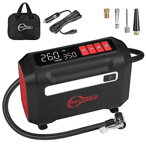 ROCGORLD R8 portable air compressor with dual digital screen