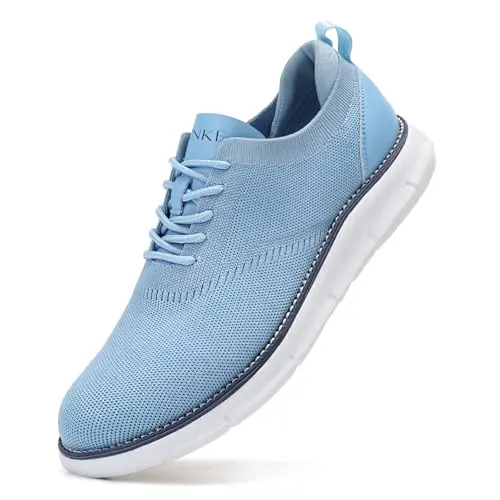 SVNKE men's mesh dress shoes in light blue color