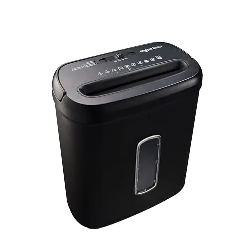 Amazon Basics 8-sheet cross cut paper shredder with compact design