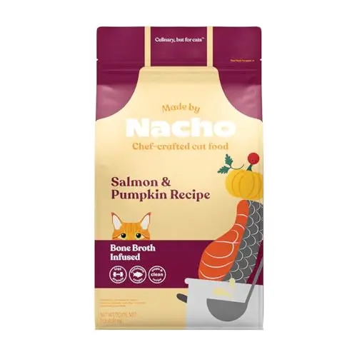 Made by Nacho dry cat kibble with salmon and pumpkin