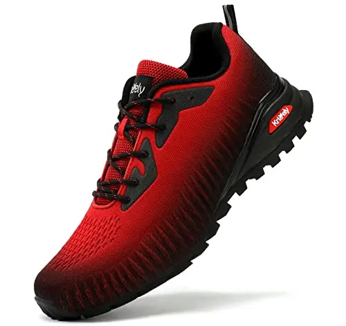 Ikunka men's fashion sneakers in black and red