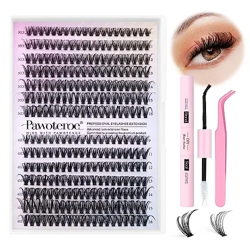 Pawotence DIY lash extension kit with clusters, bond, and seal