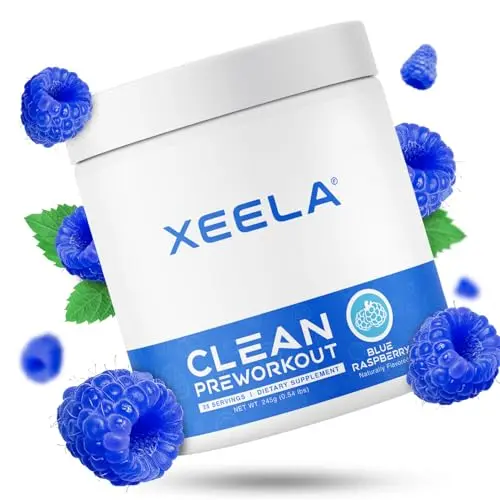 XEELA Pre Workout Powder in Blue Raspberry flavor