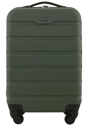 Wrangler hardside spinner carry-on luggage in olive green