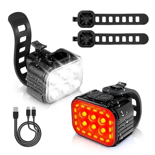WORKPRO bike light set with dual-beam design on bicycle