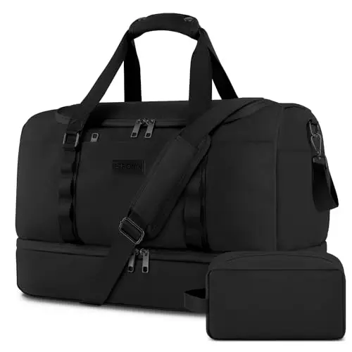 ETRONIK duffel bag with shoe compartment in black