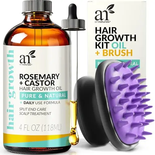 ArtNaturals Rosemary and Castor Hair Growth Oil with scalp massager