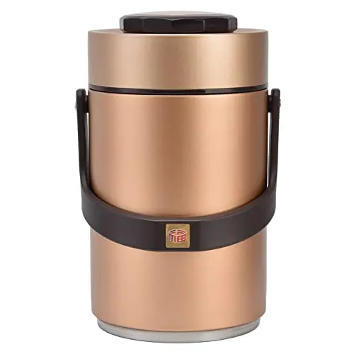 Qiilu 2.3-liter vacuum insulated food flask with three layer grids