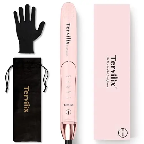 Terviiix titanium flat iron in pink with arc design