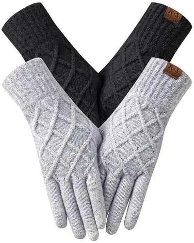 REACH STAR 2 Pairs Winter Touchscreen Gloves for Women