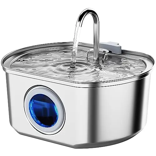 Neareal stainless steel cat water fountain with water level window and quiet pump