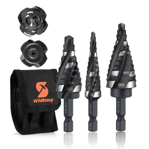 Four Spiral Flute M35 Cobalt Step Drill Bit Set 1/4" - 1-3/8"(19 Sizes), Impact - View #5