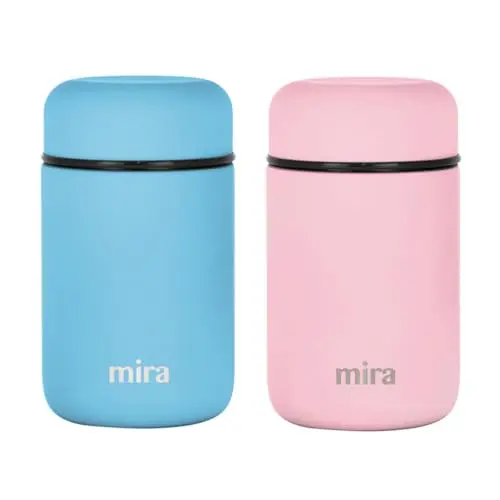 MIRA 2-pack insulated food jars in pearl blue and rose pink