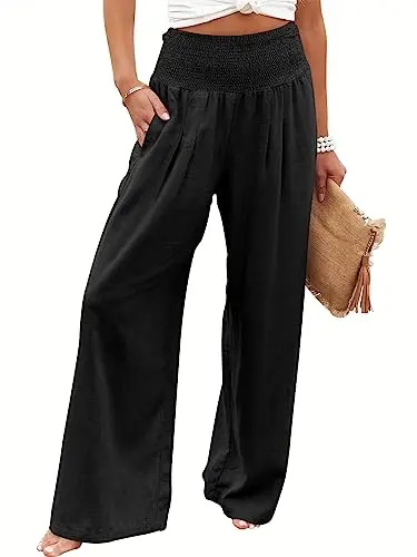 ANRABESS women's boho wide leg high waist palazzo pants