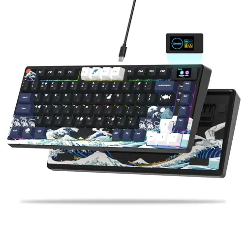 Womier S-K80 mechanical gaming keyboard with multimedia color display
