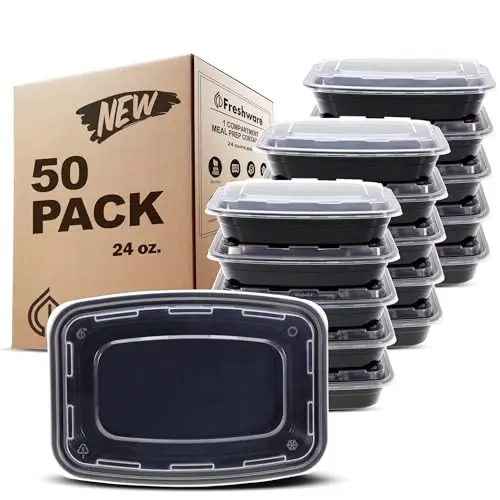 Freshware 24 oz plastic meal prep containers with lids