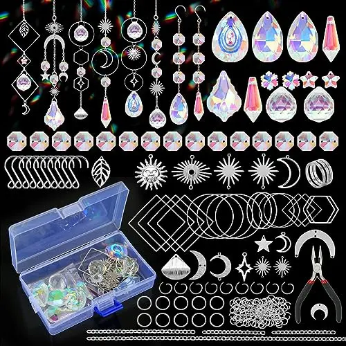 HYBEADS 200-piece suncatcher kit with crystals and rainbow-making prisms