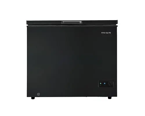 Frigidaire 7 cubic feet chest freezer in black with removable basket and defrost drain