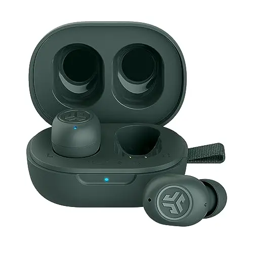JLab JBuds Mini true wireless earbuds in sage green charging case