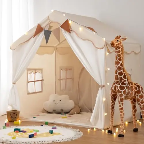 Besrey kids play tent with padded mat and star lights